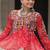 Red Georgette Kutchi Gamthi Work Peplum Blouse With Cotton Flared Lehenga