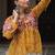 Yellow Georgette Kutchi Gamthi Work Peplum Blouse With Cotton Flared Lehenga