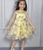 Yellow butterfly embellished tissue party frock