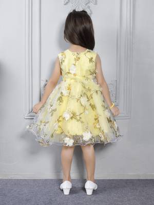 Yellow butterfly embellished tissue party frock 2