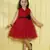 Red pleated bodice applique net wogen party frock