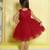 Red pleated bodice applique net wogen party frock