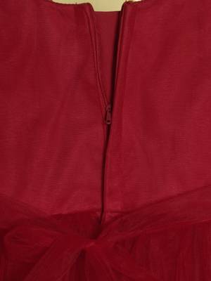 Red pleated bodice applique net wogen party frock 5