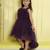 Wine gathered bodice high low net woven party frock