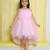 Babypink gathered bodice high low net woven party frock