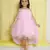 Babypink gathered bodice high low net woven party frock