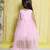 Babypink gathered bodice high low net woven party frock