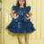 Teal tiered sequence net woven party frock- teal