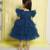 Teal tiered sequence net woven party frock- teal