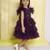 Wine tiered sequence net woven party frock- teal
