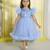Sky blue sequence bodice tailcut net woven party frock