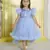 Sky blue sequence bodice tailcut net woven party frock