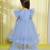 Sky blue sequence bodice tailcut net woven party frock