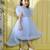 Sky blue sequence bodice tailcut net woven party frock