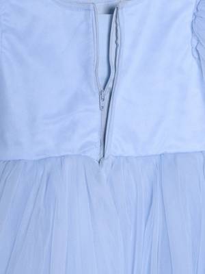 Sky blue sequence bodice tailcut net woven party frock 5