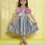 Grey box pleated satin woven party frock