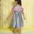 Grey box pleated satin woven party frock