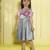 Grey box pleated satin woven party frock