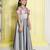 Grey box pleated satin woven party gown