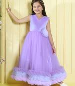 Lilac pleated  bodice frillerd hem net woven party gown