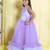 Lilac pleated  bodice frillerd hem net woven party gown