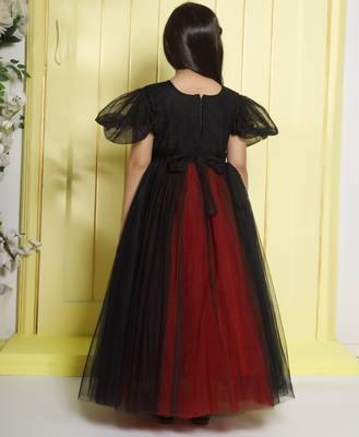 Black embellished bodice dual colour net woven party gown 2