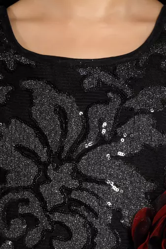 Black embellished bodice dual colour net woven party gown