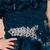 Teal multi layered velvet furr bodice embellished organza woven party gown