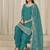 Teal sequins mirror work roman silk festival patiyala salwar suit