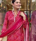  Women's Silk Blend Floral Straight Printed Kurta Pant With Dupatta | kurta sets for woman