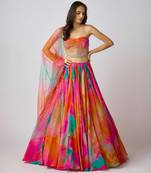 Multicolor printed Crepe Lehenga