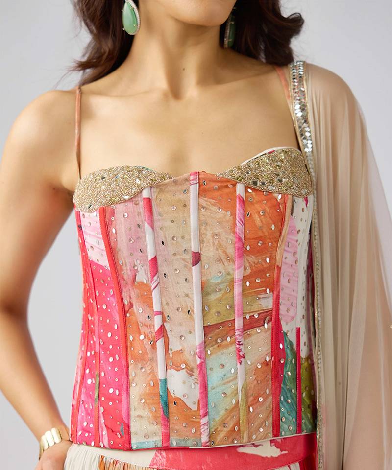Multicolor printed GEORGETTE Lehenga
