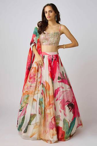 Multicolor printed GEORGETTE Lehenga