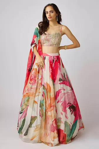 Multicolor printed GEORGETTE Lehenga