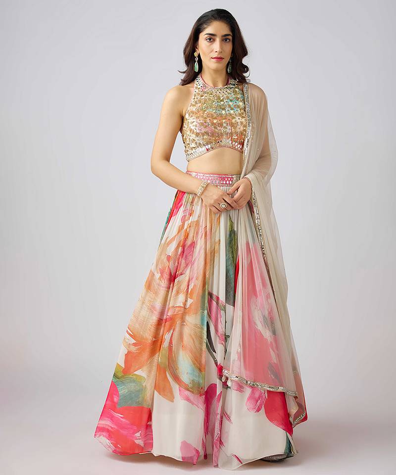 Multicolor printed GEORGETTE Lehenga