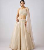 White embroidered Organza Lehenga
