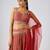 Red printed Chinon Lehenga