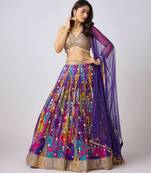 Purple printed Georgette Lehenga