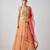 Peach embroidered Chinon Lehenga