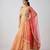 Peach embroidered Chinon Lehenga