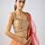 Peach embroidered Chinon Lehenga