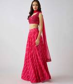 Pink  printed Organza Lehenga