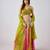 Green printed Chinon Lehenga