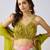 Green printed Chinon Lehenga