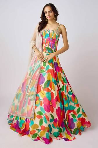 Multicolor printed GEORGETTE Lehenga