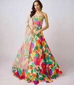 Multicolor printed GEORGETTE Lehenga