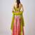 Green printed Chinon Lehenga