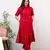 Jaipuri pure cotton red a-line casual coord set