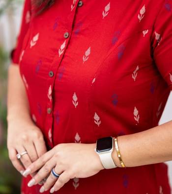 Jaipuri pure cotton red a-line casual coord set 3