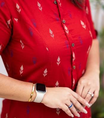 Jaipuri pure cotton red a-line casual coord set 4